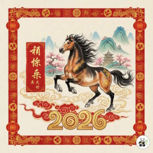 ברכה לשנת הסוס 2026 וראש השנה הסיני - סגנון מסורתי